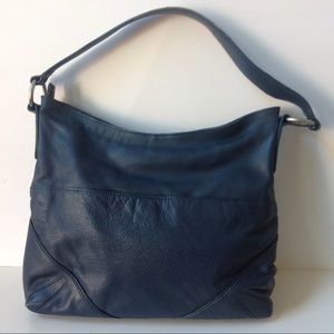 Spiral Blue Leather Handbag Hobo Shoulder Bag